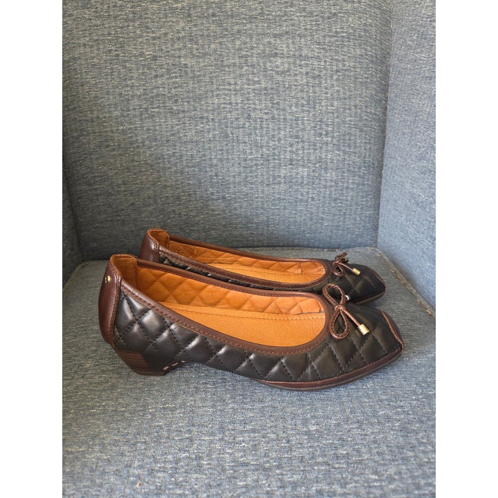 Pikolinos "Gandia" Black & Brown Quilted Leather Flats Size 39 Uzs 8.5